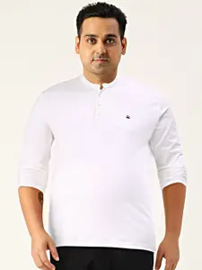 United Colors of Benetton Men White Mandarin Collar Pure Cotton T-shirt