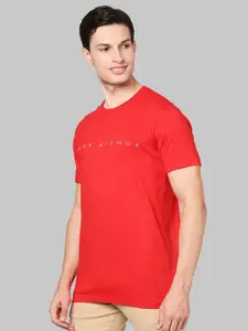 Park Avenue Men Red Typography Printed Slim Fit T-shirt