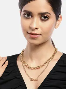 Jewels Galaxy Gold-Plated Angel Layered Necklace