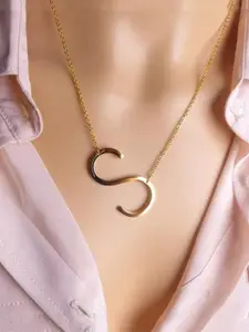 Yellow Chimes Gold -toned Initial Alphabet Letter S Pendant With Chain