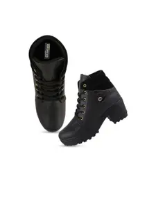 Shoetopia Women Black Block Heeled Boots
