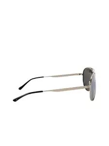 GIO COLLECTION Men Grey Lens & Silver-Toned Aviator Sunglasses with UV Protected Lens