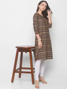 Globus Women Grey Geometric Kurta