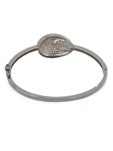 ANIKAS CREATION Women Gunmetal-Toned American Diamond Rhodium-Plated Bangle-Style Bracelet