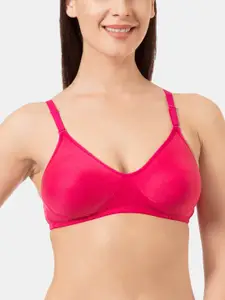 KOMLI Pack of 2 Pink & Red Solid Non Wired Full Coverage T-shirt Bra K-9121-DPK-2PC-RD