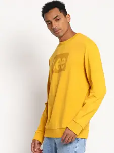 Lee Men Yellow Printed Cotton Sweatshirt