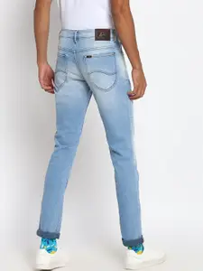 Lee Men Blue Solid Skinny Fit Mildly Distressed Heavy Fade Jeans