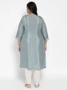 W Women Blue Thread Work Kurta
