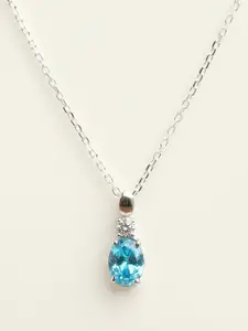 Clara 92.5 Sterling Silver Rhodium-Plated Blue Chain with Pendant