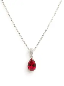 Clara 92.5 Sterling Silver Rhodium-Plated Blood Red Chain with Pendant