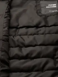 Flying Machine Men Olive Green And Black Colourblocked Padded Jacket