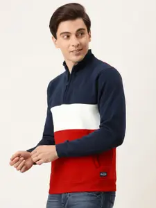 Flying Machine Men Navy Blue Colourblocked Sweatshirt