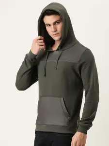 Flying Machine Men Black Colourblocked Hooded Sweatshirt