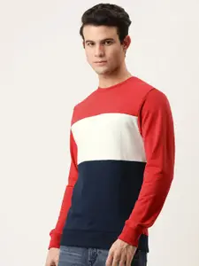 Flying Machine Men Red Colourblocked Sweatshirt