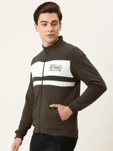 Flying Machine Men Black & White Colourblocked Sweatshirt