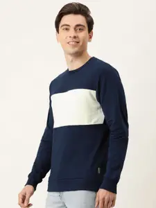 Flying Machine Men Navy Blue Colourblocked Sweatshirt