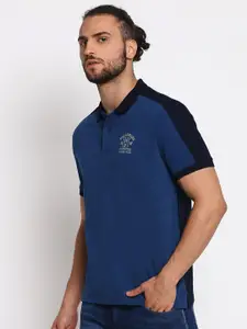Wrangler Men Blue Polo Collar T-shirt