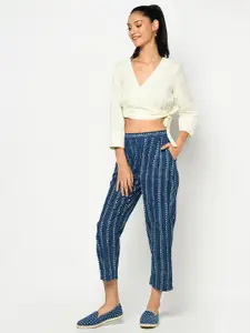 Fabindia Off White Pure Cotton Wrap Crop Top