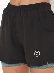 CHKOKKO Women Black Sports Shorts