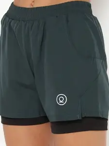 CHKOKKO Women Green Sports Shorts