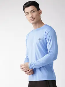 CHKOKKO Men Blue Solid T-shirt
