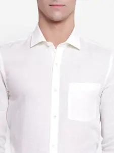 Turtle Men Beige Slim Fit Opaque Formal Shirt