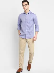 Turtle Men Purple Pure Cotton Slim Fit Opaque Casual Shirt
