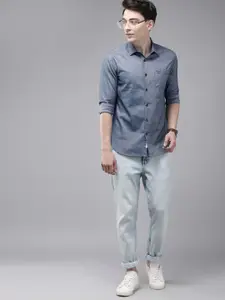 THE BEAR HOUSE Men Blue Slim Fit Casual Shirt