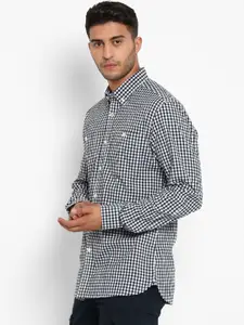 Royal Enfield Men Navy Blue Gingham Checked Casual Shirt