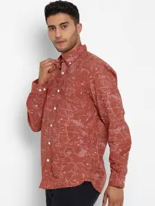 Royal Enfield Men Brown Opaque Printed Casual Shirt