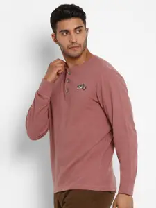 Royal Enfield Men Red Henley Neck T-shirt