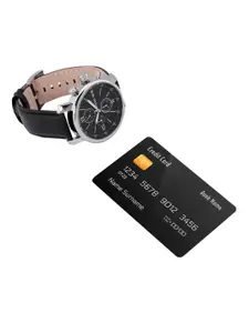 Fossil Men Black Dial & Leather Straps Analogue Chronograph Watch BQ1006