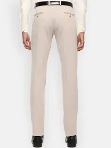 Van Heusen Men Beige Textured Slim Fit Trousers