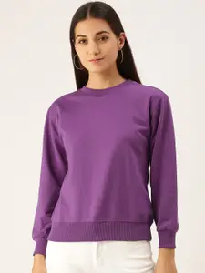 FOREVER 21 Women Purple Solid Sweatshirt