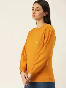 FOREVER 21 Women Rust Solid Sweatshirt