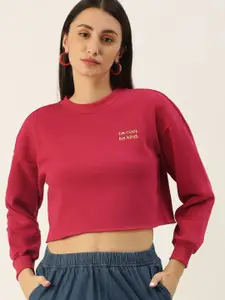 FOREVER 21 Women Red & Yellow Embroidered Sweatshirt