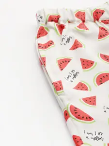 DressBerry Women Off White & Red Printed Night suit