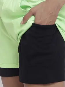 CHKOKKO Women Fluorescent Green Training or Gym Sports Shorts