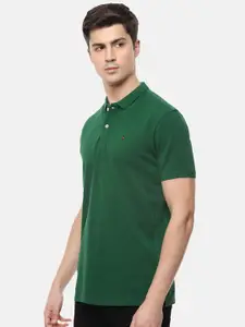 Louis Philippe Jeans Men Green Polo Collar Slim Fit T-shirt