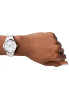 Armani Exchange Women Silver-Toned Dial & Bracelet Style Straps Analogue Watch AX5256