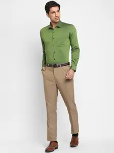 Turtle Men Green Slim Fit Opaque Formal Shirt