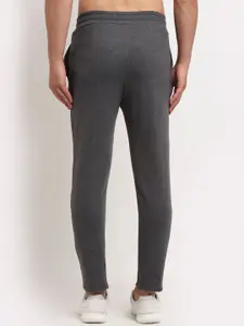 DOOR74 Men Charcoal Grey Solid Cotton Trackpants