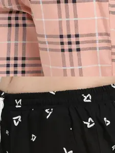 Claura Beige & Peach Set of 2 Printed Lounge Pants