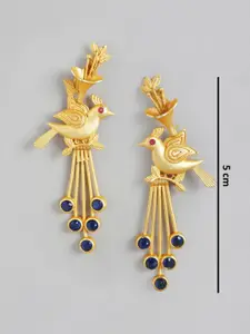 Golden Peacock Gold-Toned Classic Drop Earrings