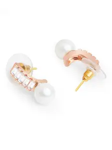 AMI Rose Gold Cubic Zirconia Contemporary Studs Earrings
