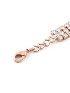 AMI Women Rose Gold Brass Cubic Zirconia Wraparound Bracelet
