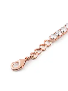 AMI Women Rose Gold Brass Cubic Zirconia Wraparound Bracelet