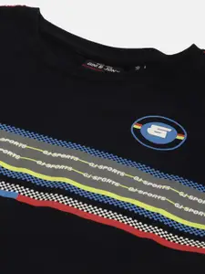 Gini and Jony Boys Navy Blue Cotton Printed T-shirt