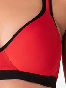KOMLI Pack Of 3 Red & Black Lightly Padded Workout Bra