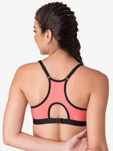 KOMLI Pack of 3 Coral & Black Lightly Padded Workout Bra